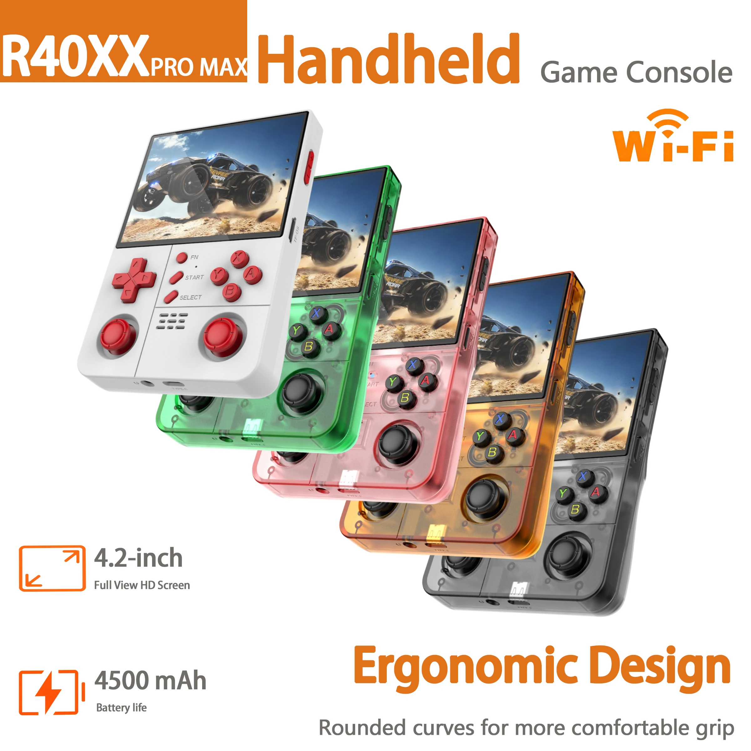 Nouveau R40XX ProMAX rétro Console Portable jeu classique 4.2 pouces HD IPS écran bult-in wifi lecteur vidéo Portable 4500mAh
