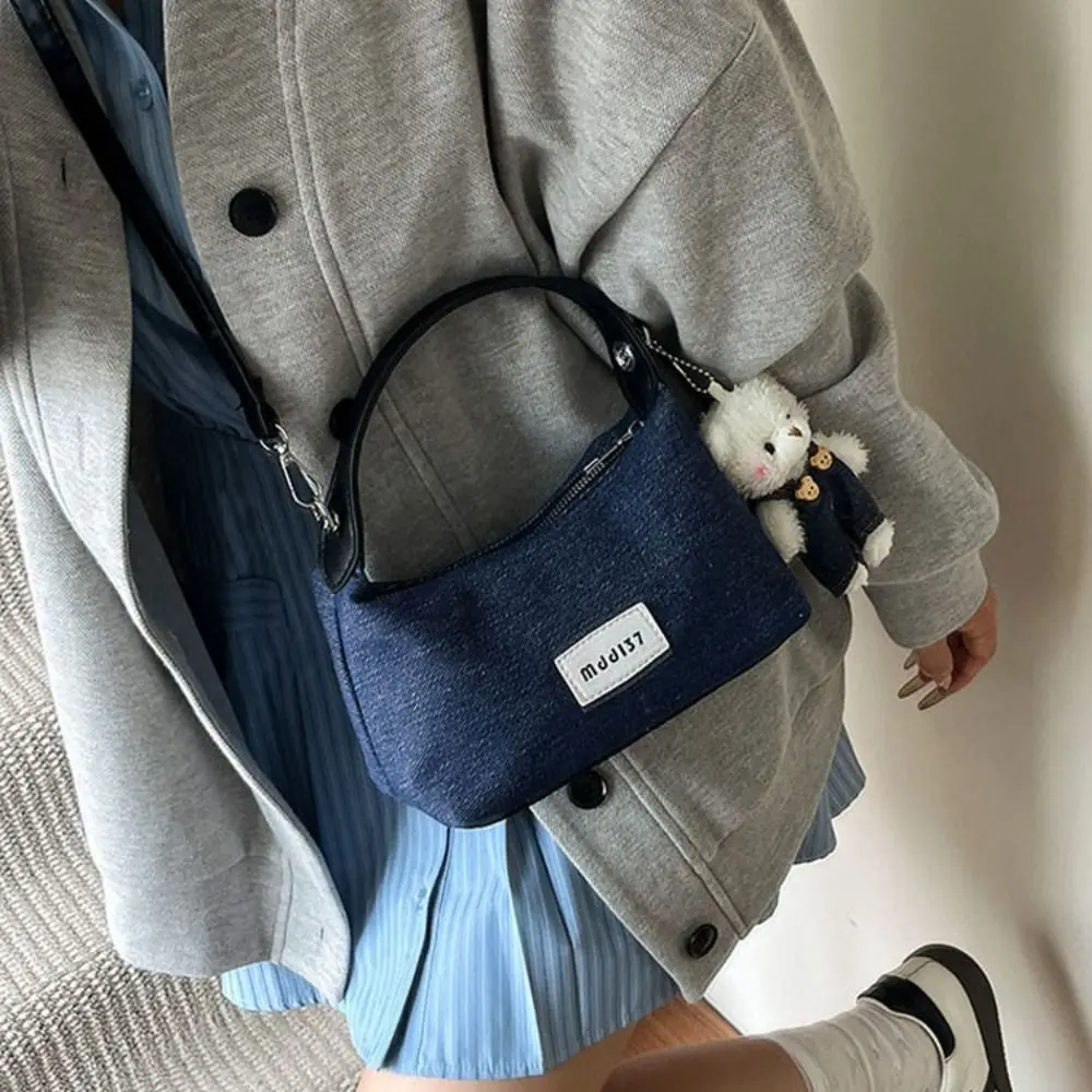 

Women Accessory Vintage Denim Underarm Bag Side-Back Minimalist Crossbody Purse French Fashion Jeans Bag Fashionable Occasions