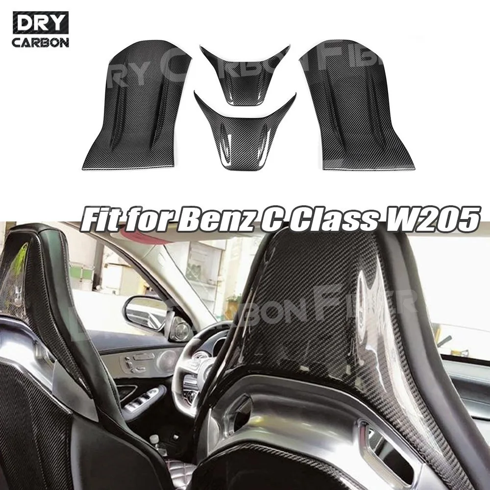 Trockene Kohlefaser-Autositz-Rückabdeckung für Mercedes Benz A45 CLA45 GLA45 C63 AMG C43 E63 2012-18 Innenraum-Sitzverkleidung Karosserie-Kits