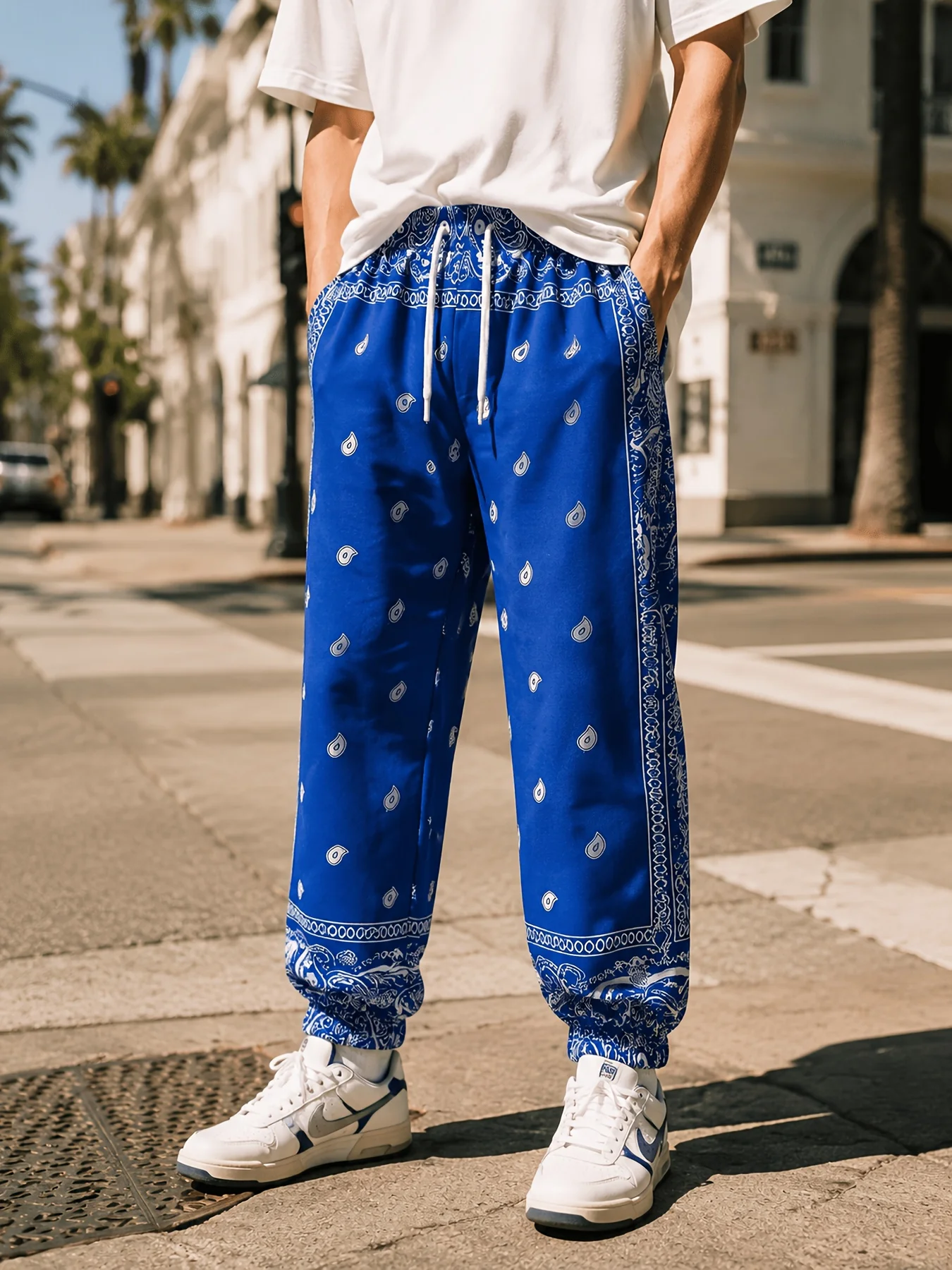 New Boho Bandana Paisley Print Jogger Sweatpants Unisex Bohemian Pattern Soft Cuffed Ankle, Casual Streetwear And Daily Hangout