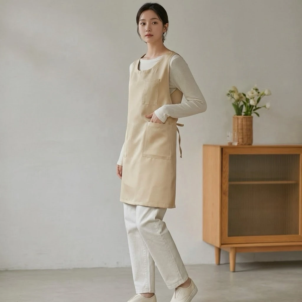 New Japanese Style Thickened Polyester Splash Proof Fabric Apron Korean Floral Home Decor Kindergarten Teacher Work Clothes