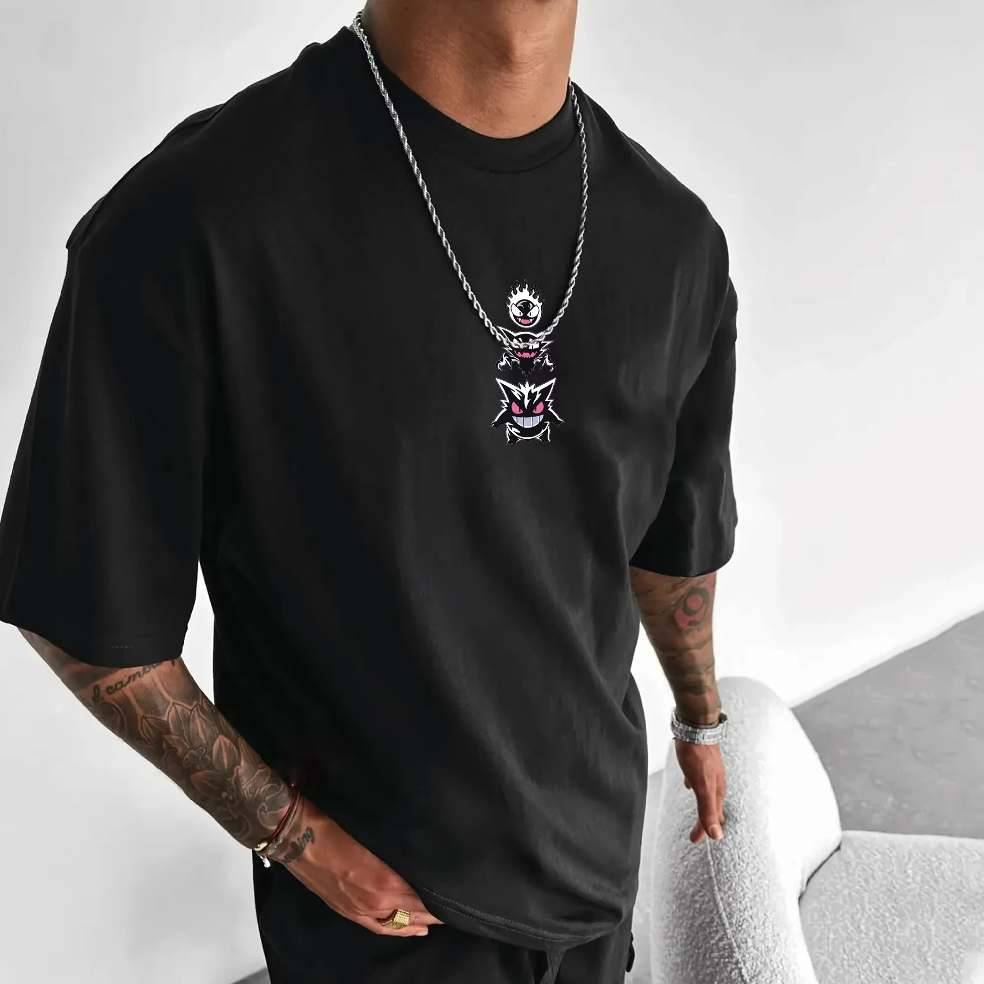 Pokémon Animation dérivés Gengar impression hommes et femmes mode d'été T-shirt surdimensionné, sweat à capuche, shorts et pantalons de survêtement