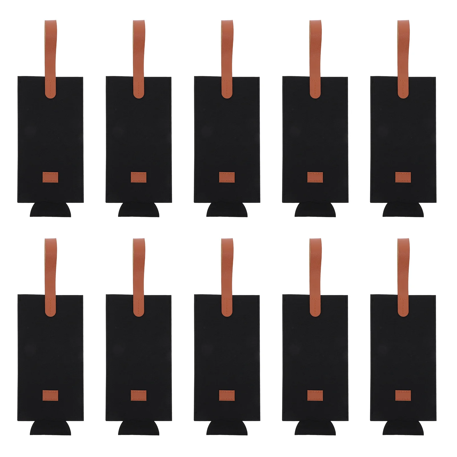 

10Pcs Black Felt Wine Carrier Tote Bag Portable 11.79x3.54inch Reusable Wine Bottle Packaging for Christmas Wedding Party