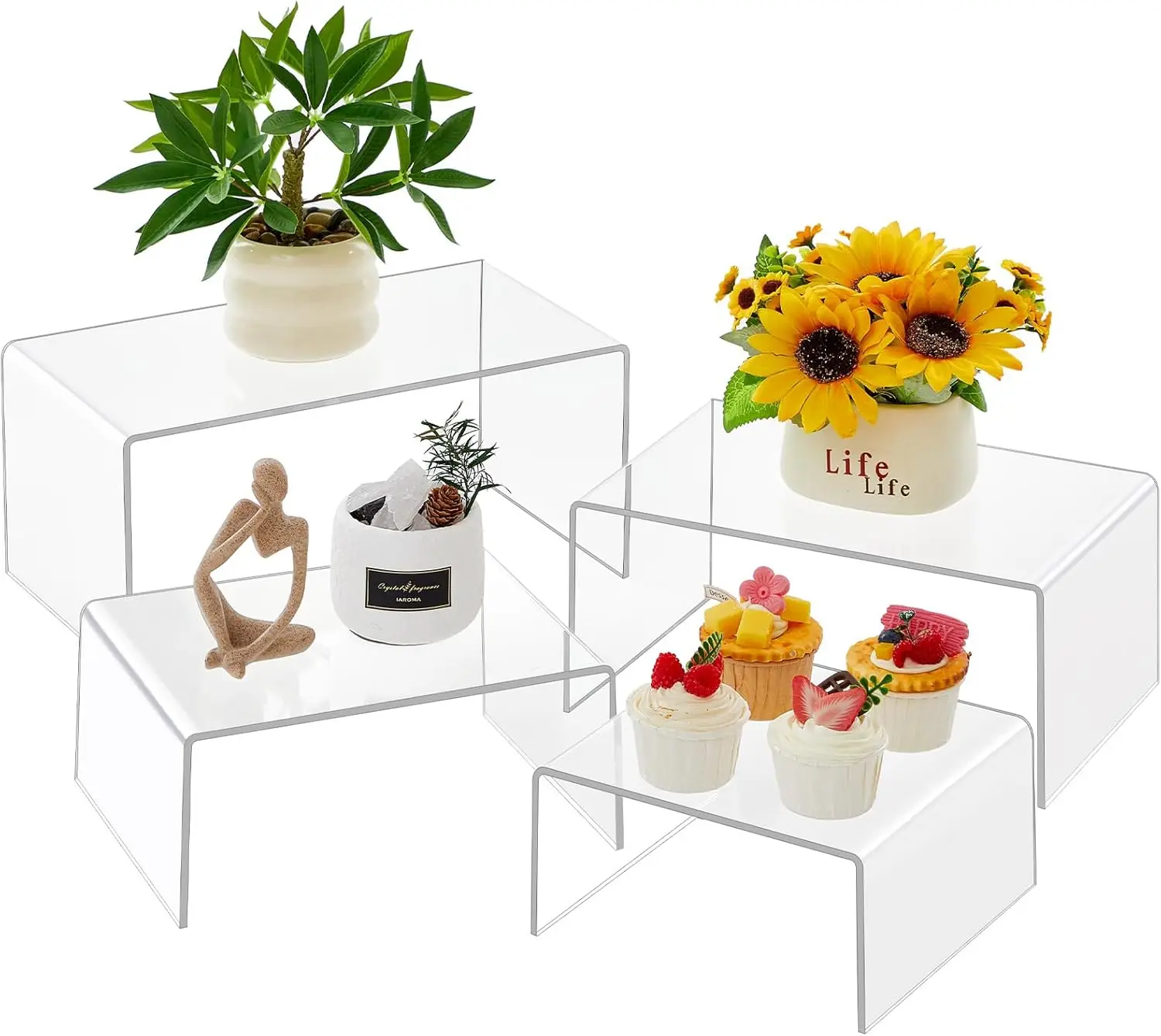 

1 шт. U-образная настольная стойка для хранения, прочная акриловая конструкция, повышающая и компактная конструкция для организации дома/офиса