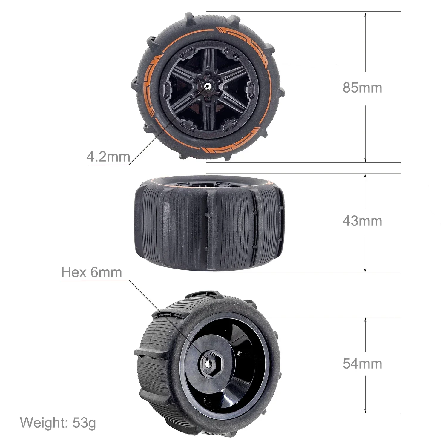 85 مللي متر عرافة الثلوج والرمل الطين على الطرق الوعرة عربات التي تجرها الدواب الإطارات عجلة ل WLtoys 144001 144010 HBX 16889 16890 1/14 1/16 1/18 RC سيارة #6