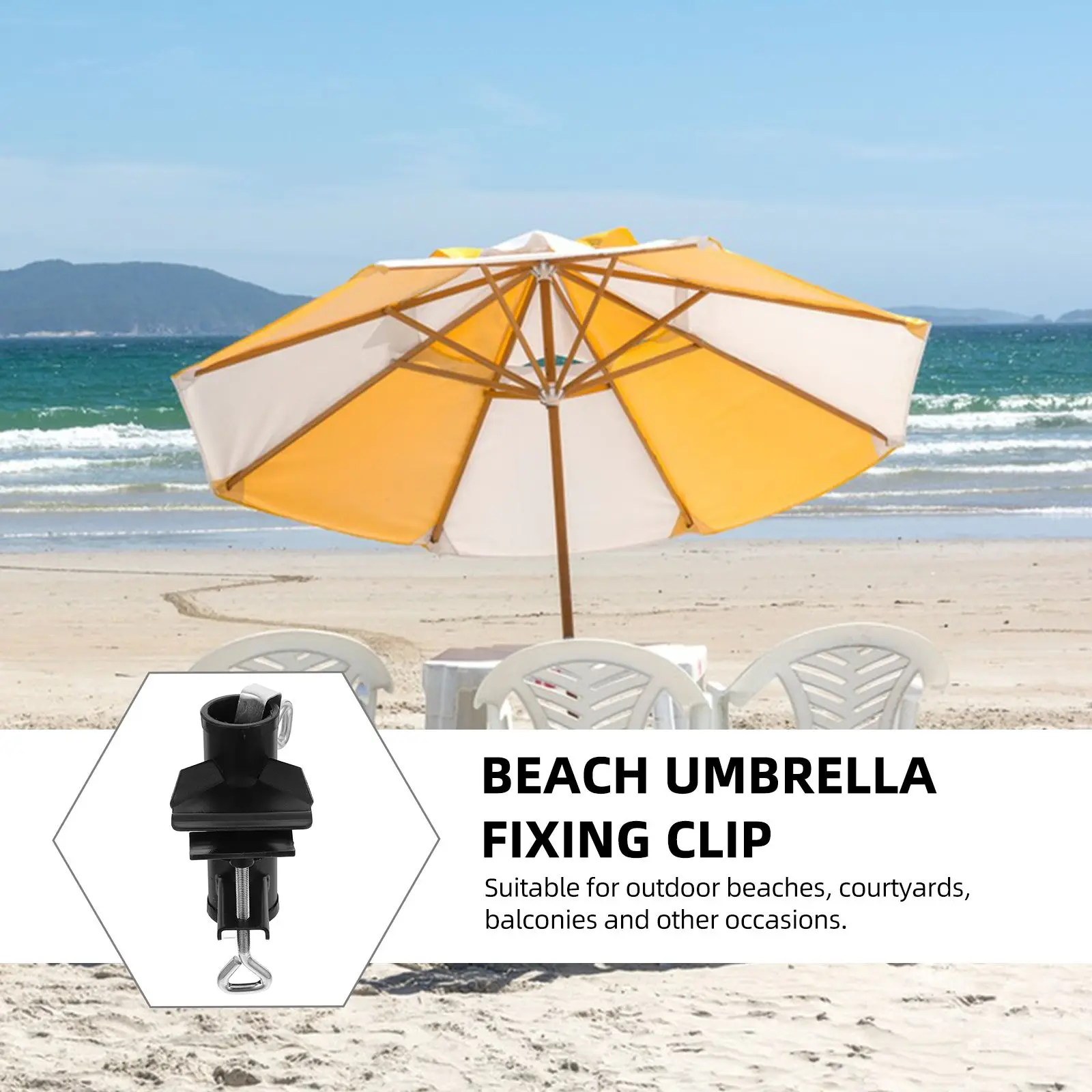 Umbrella Clip Table Clamps Holder Bracket Mount Stable Material Various Sizes Tight Fit Outdoor Patio Courtyard