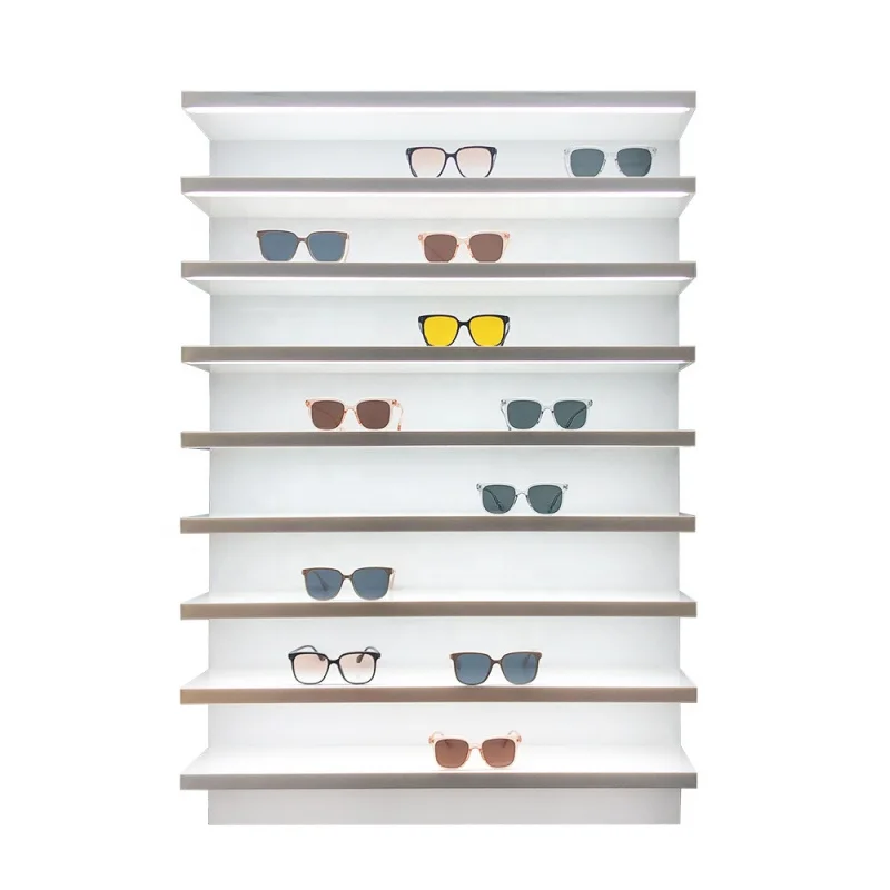 custom.LED Wall Hanging Eyewear Shop Custom Shelf Store Fixture Sunglasses Optical Acrylic Glasses Frame Display Rack