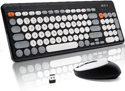 Wireless Keyboard and Mouse Combos with 2.4GHz USB Receiver Plug and Play Multi-Color Keycaps Retro Style Keyboards Windows Mac
