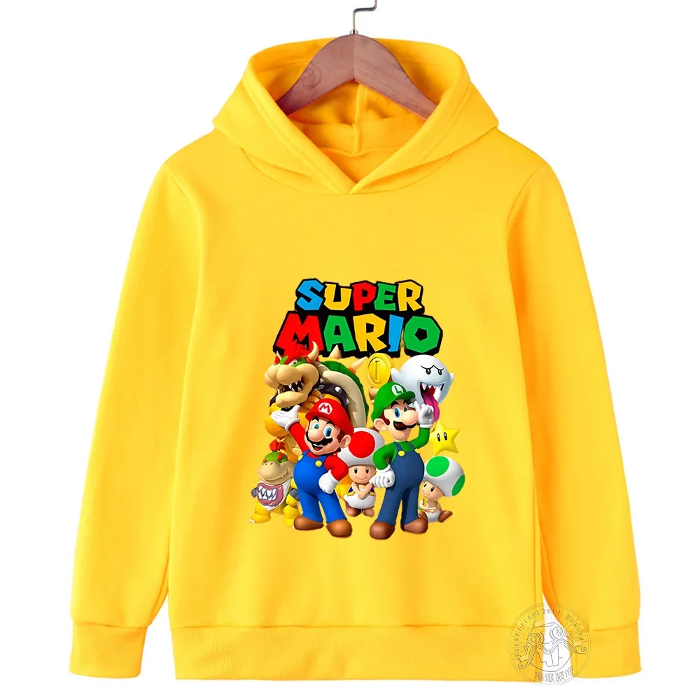 Spring Fall Boys and Girls Super Mario Creative Printed hoodie Street Casual Outdoor sports High quality street Brothers