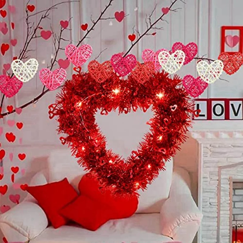 Rattan Heart 24 Pack Valentine's Day Heart Rattan Ball Ornament Valentine's Day Decoration DIY Valentine's Day-FUNN