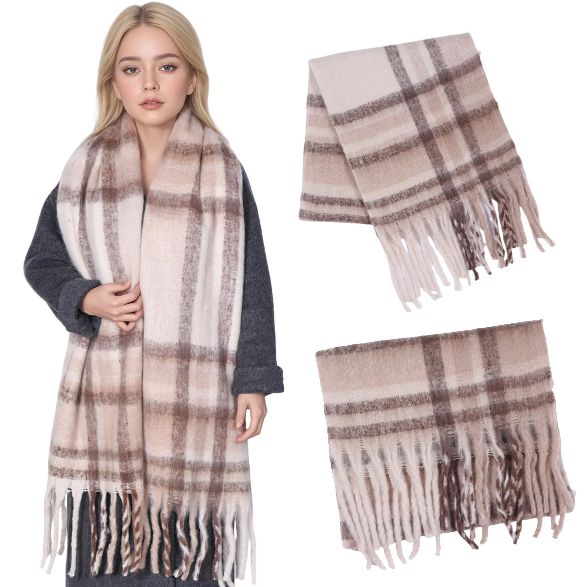 Winter Dicke Streifen Kaschmir Schal für Frau Männer Mode Pashmina Große Quaste Schals Wraps Weiche Bufanda Warme Schalldämpfer Schals
