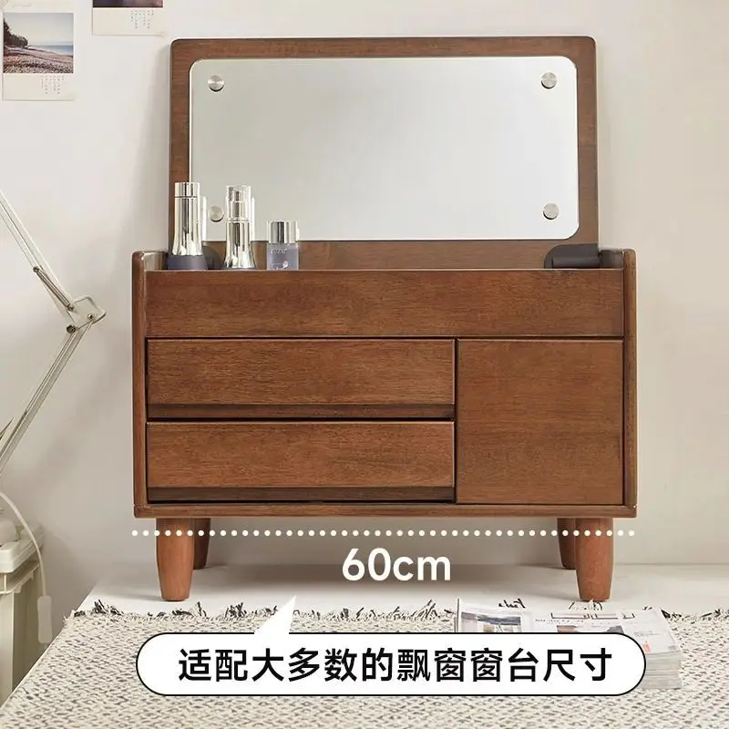 Bay window vanity modern minimalist solid wood vanity table, multifunctional vanity table for small bedroom units