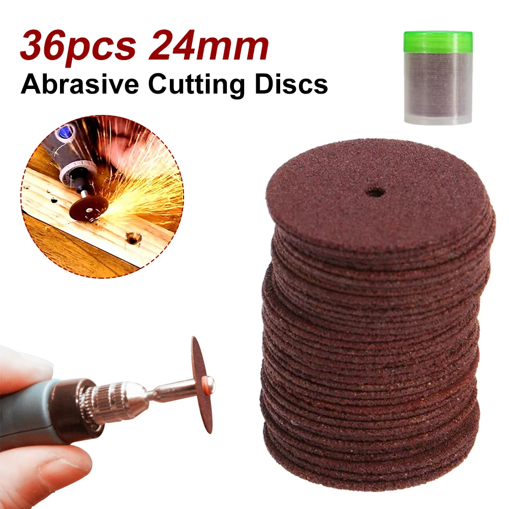 36pcs 24mm Abrasive Cutting Discs Circular Saw Blade Resin Grinding Wheels Cut-off Wheel for Rotary Tools Dremel Accessories