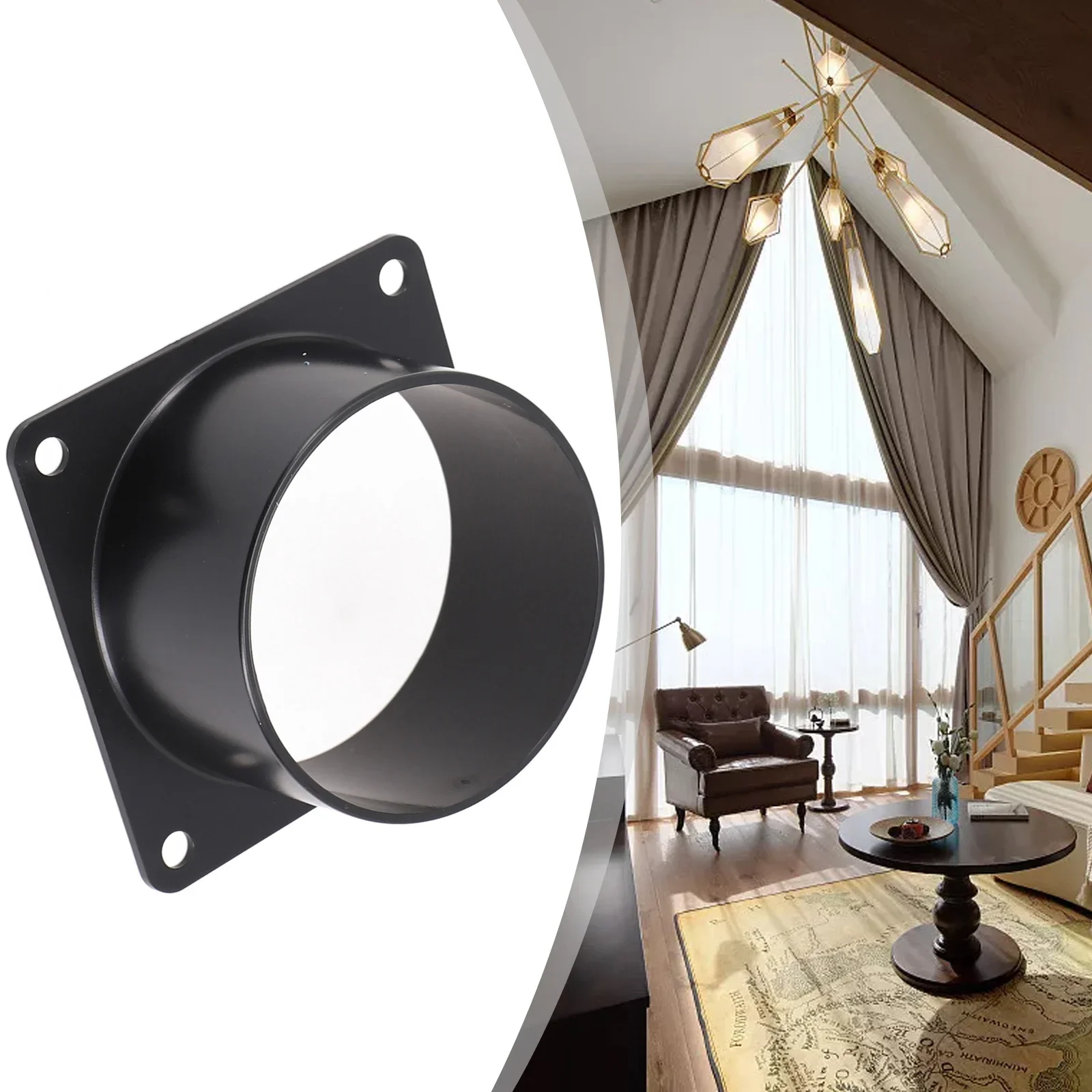 

Kitchen Acessries Flange Connector Flange Connector 75-120MM Wall Black Duct Fan Hose Connector Exhaust Outlet