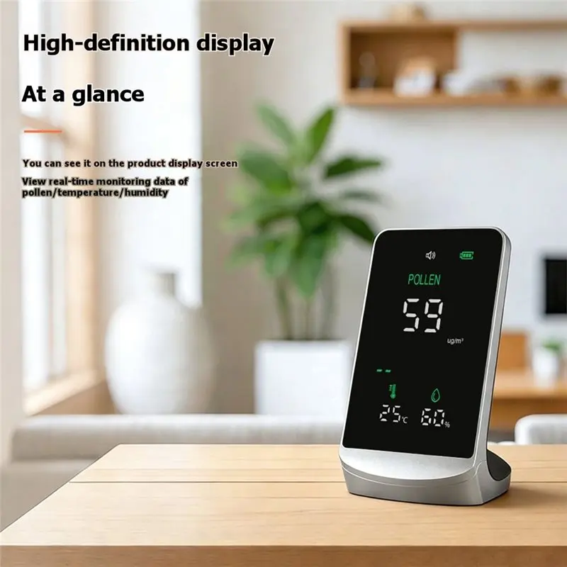 Pollen Measurement Meter Real-Time Monitoring Rechargeable Supports Data Storage Detector Temperature Humidity Detection