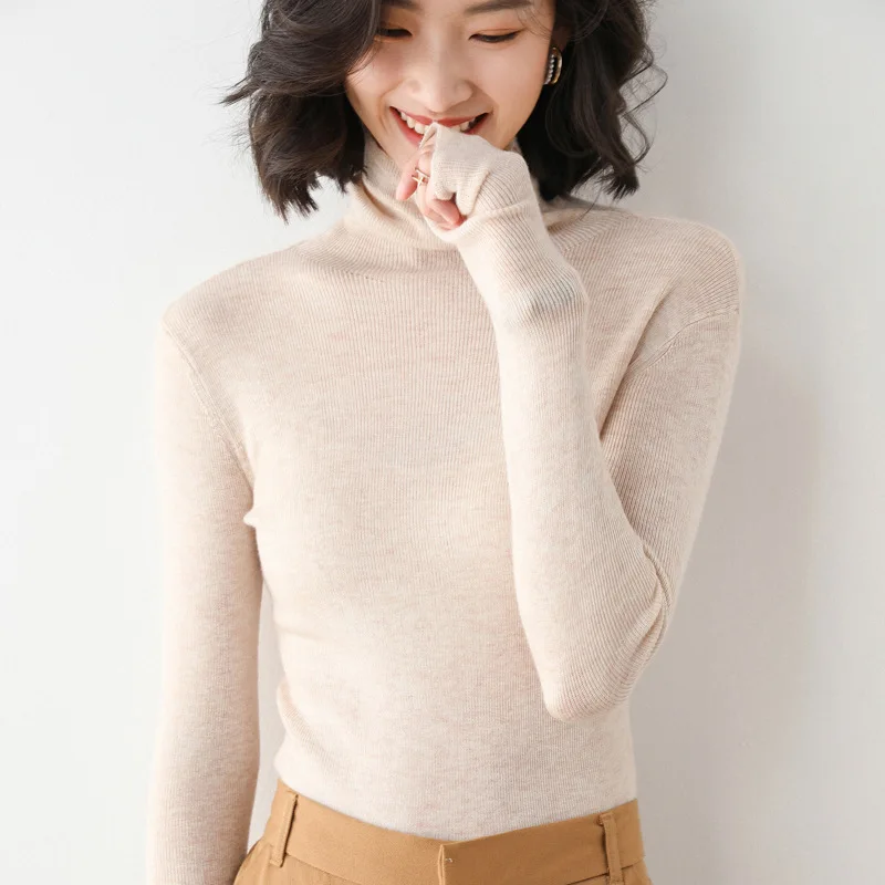 

Женские свитера, пуловеры с высоким воротником, мягкая рубашка с длинным рукавом, корейский облегающий свитер, весна-осень 2024, черные джемперы для женщин