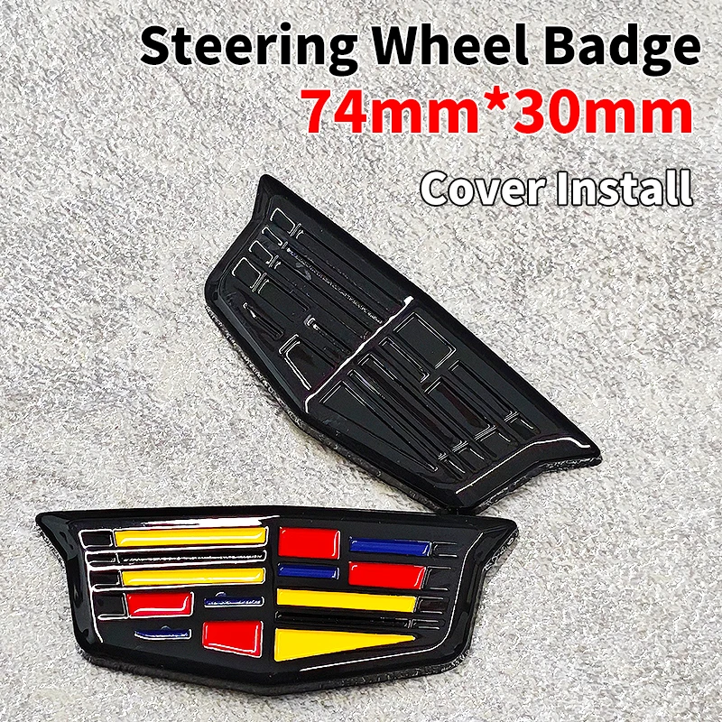 1 unidad de emblema decorativo 3D ABS para volante de coche, adhesivo para Cadillac CT4 CT5 CT6 XT4 XT5 XT6 ATS XTS, accesorios para automóvil