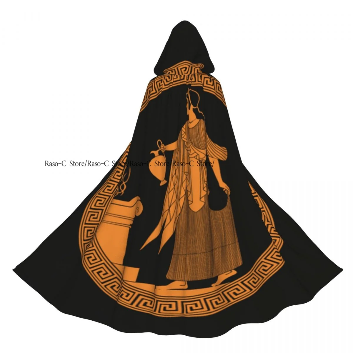 Ancient Greek Goddess Aphrodite With Pitcher Hooded Cloak Polyester Unisex Witch Cape Costume Accessory