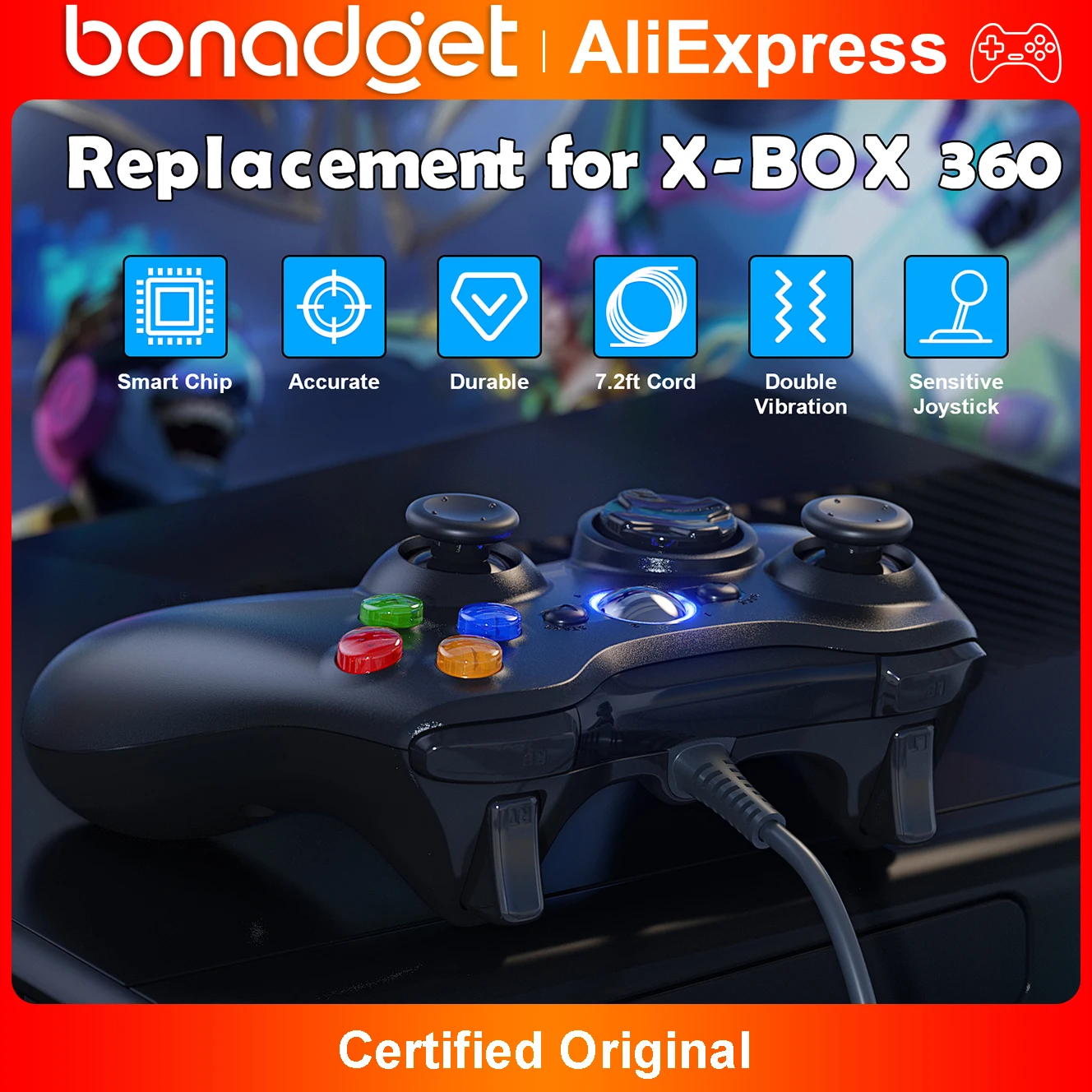 For Xbox 360 Slim/Lite/PC Gaming Controller,2.4G Wireless Game Joystick Plug&play Precise Reposive Trigger Dual Vibrate Gamepad