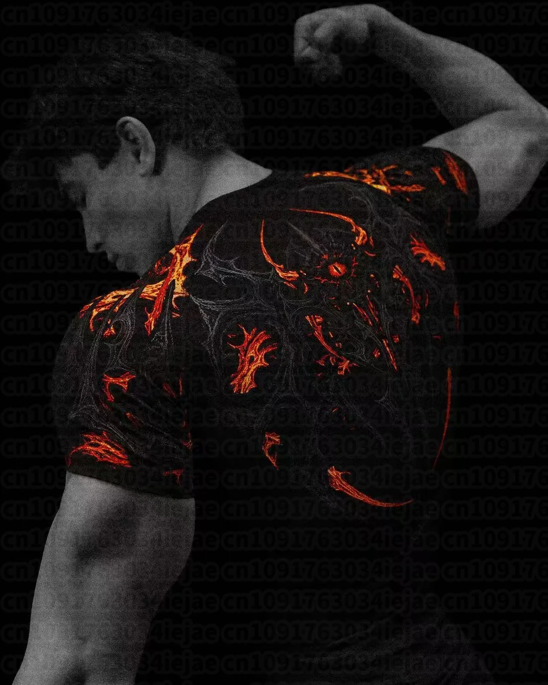 Herren- und Kinder-T-Shirt, schnelltrocknend, kurzärmelig, für Training, Bodybuilding, Fitness, Sport, Laufen. – Detail 10