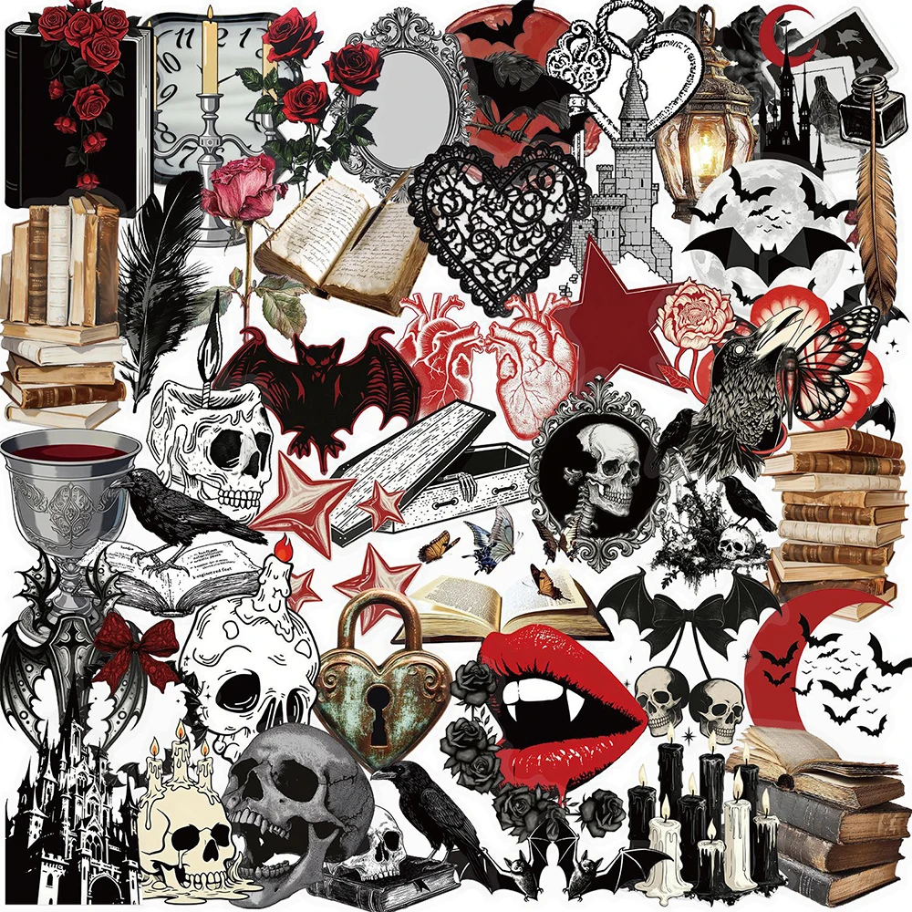 

10/30/50pcs Transparent Dark Horror Aesthetic Stickers Cool Gothic Skull Cartoon Decals DIY Laptop Phone Suitcase Sticker Decor