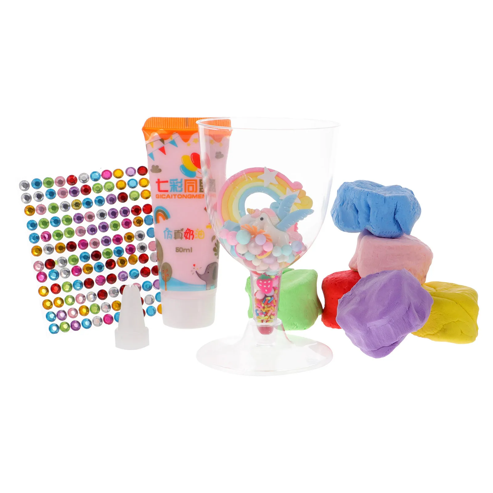 

Childrens DIY Ice Cream Cup Clay Set Safe Non Toxic Easy to Mold Craft Kits for Home and Classroom Use Polymer Clay Set