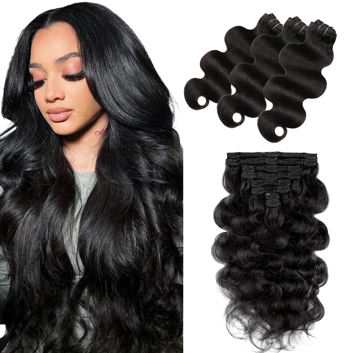 

# 1B объемная волна на заколке для наращивания волос 120 г/8 шт. бразильские волосы натуральный цвет на всю голову на заколке для наращивания человеческих волос для женщин