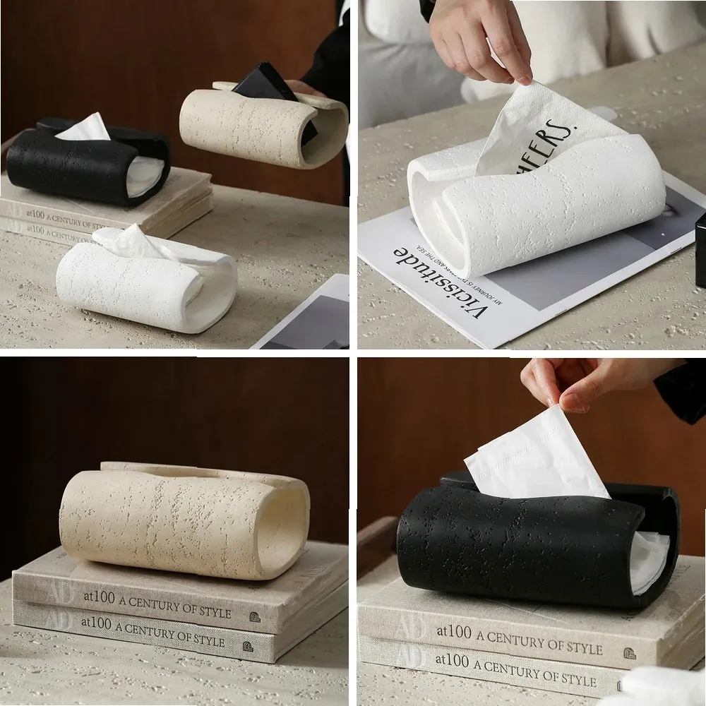 

Luxury Imitation Stone Tissue Box Holder, Creative Resin Tabletop Decor for Kitchen Living Room