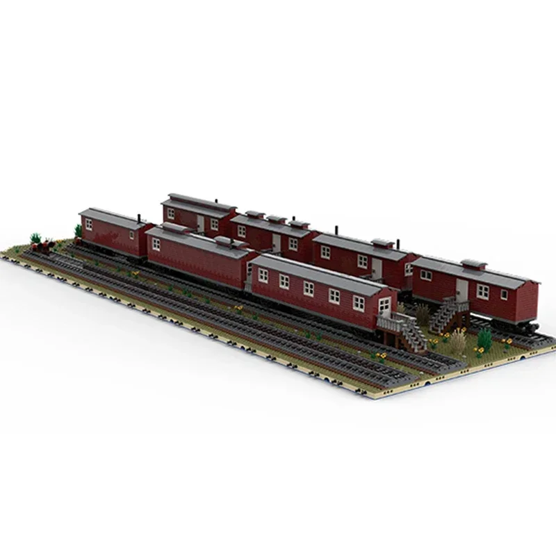 Railway Train Model Moc Building Blocks Camp Cars Model 4 Model Technology Brick DIY Assembly Construction Toy Holiday Gift