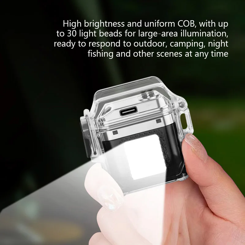 1PC Portable Outdoor Waterproof Lighting Electric Lighter Transparent Curved Design Type-C Charging Power Display Lighter