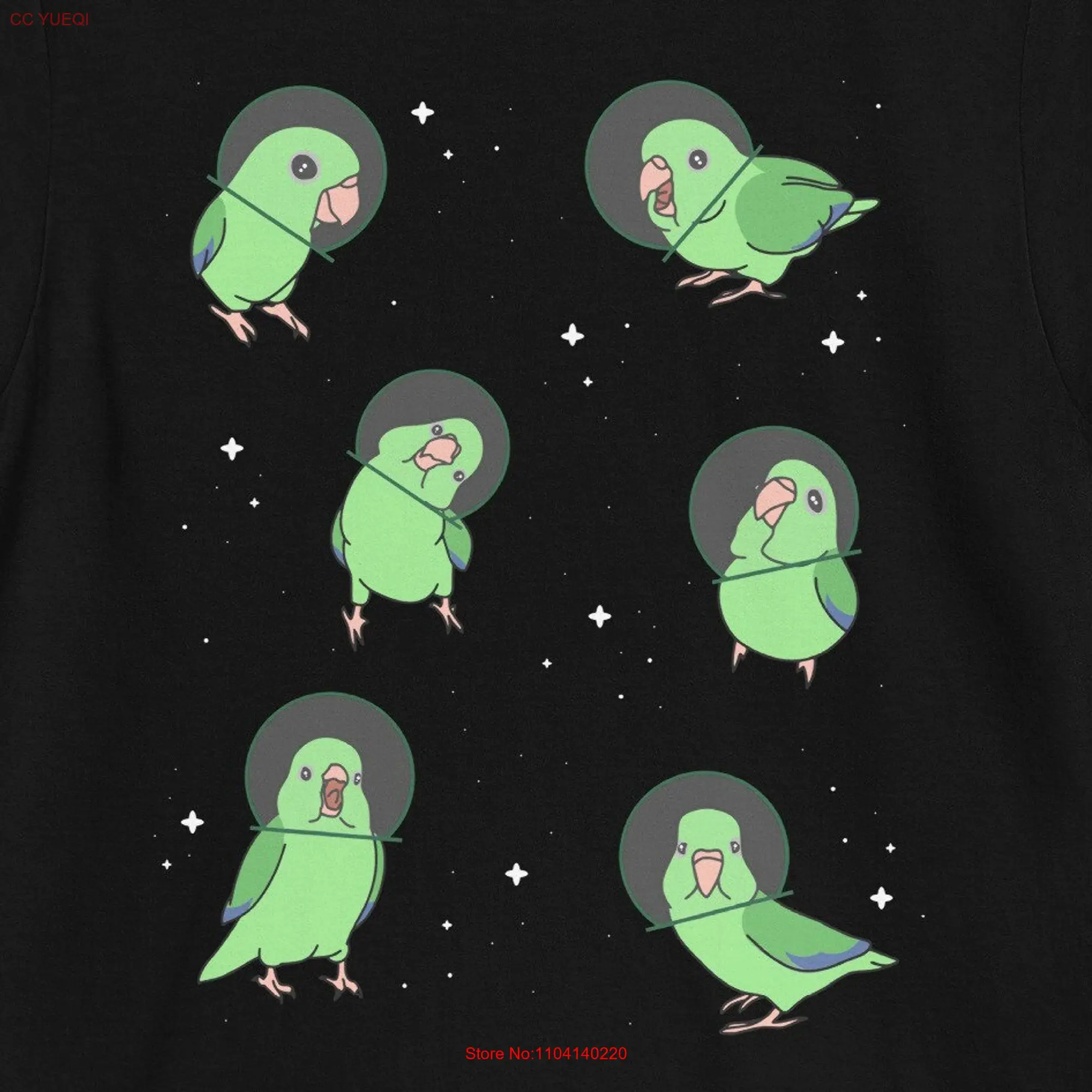 Space Birbs Green Parrotlet T Shirt pattern apparel Birb memes clothes Funny Parrot owner gift idea clothing