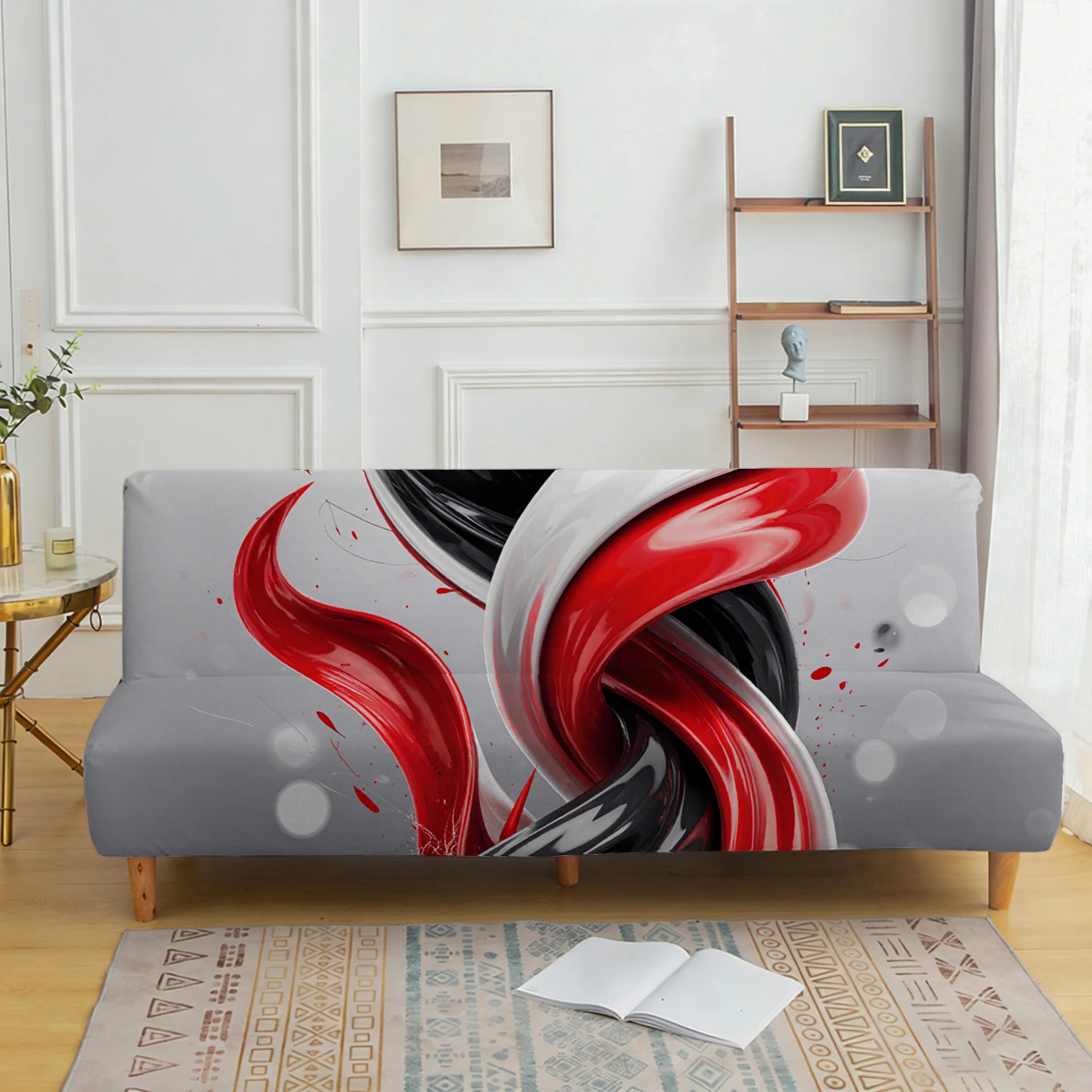 Interwoven fluid printing elastic sofa bed cover, living room sofa bed cover, dustproof machine washable sofa bed cover