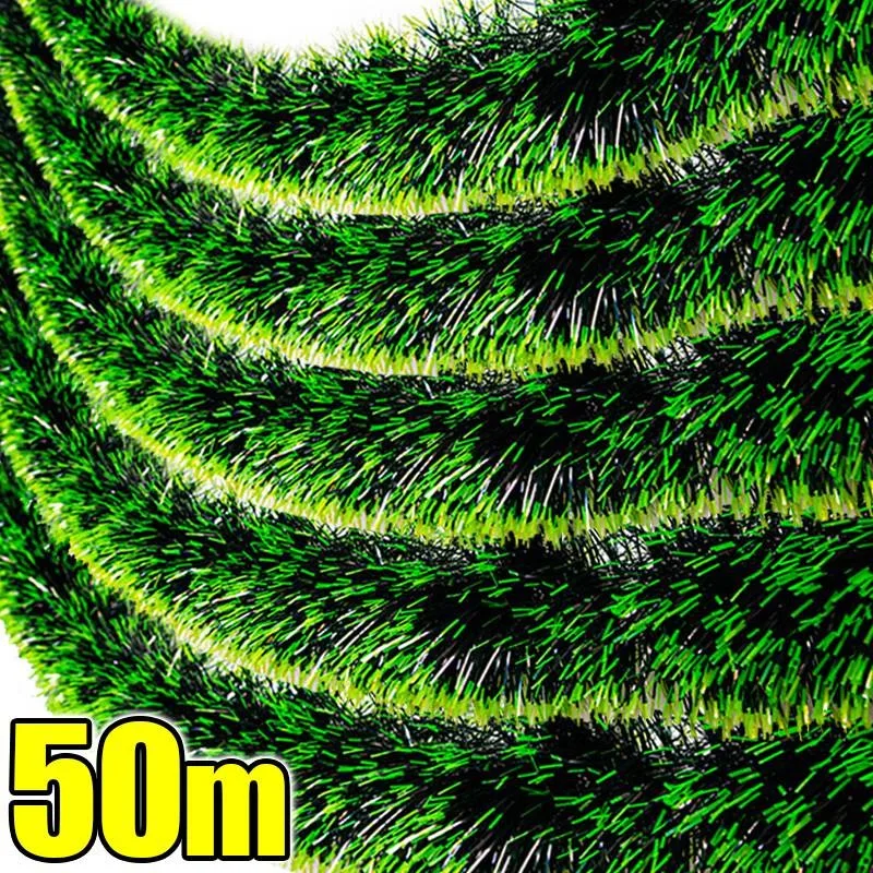 50/2M Christmas Green Cane Tinsel Ribbons Garland Xmas Tree Hanging Pendents Wreath Ribbon Ornaments Party Home Decor Supplies