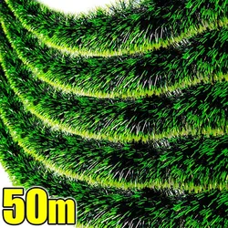 50/2M Christmas Green Cane Tinsel Ribbons Garland Xmas Tree Hanging Pendents Wreath Ribbon Ornaments Party Home Decor Supplies