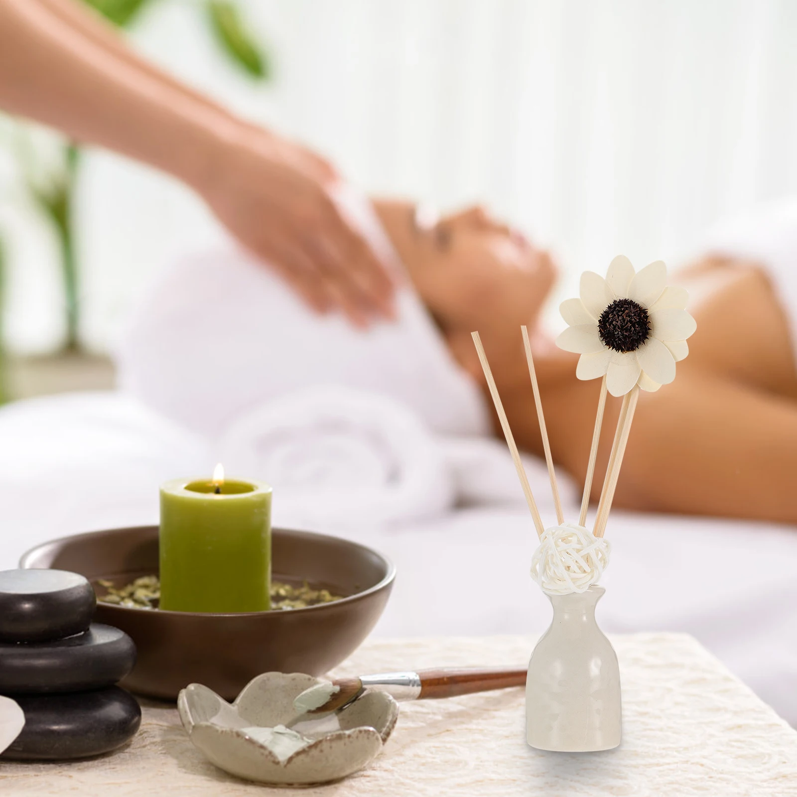 1 Set Rattan Reed Diffuser Kit Natural Essential Oil For Home Air Purification Indoor Scented Oil Diffuser Decorative Ceramic