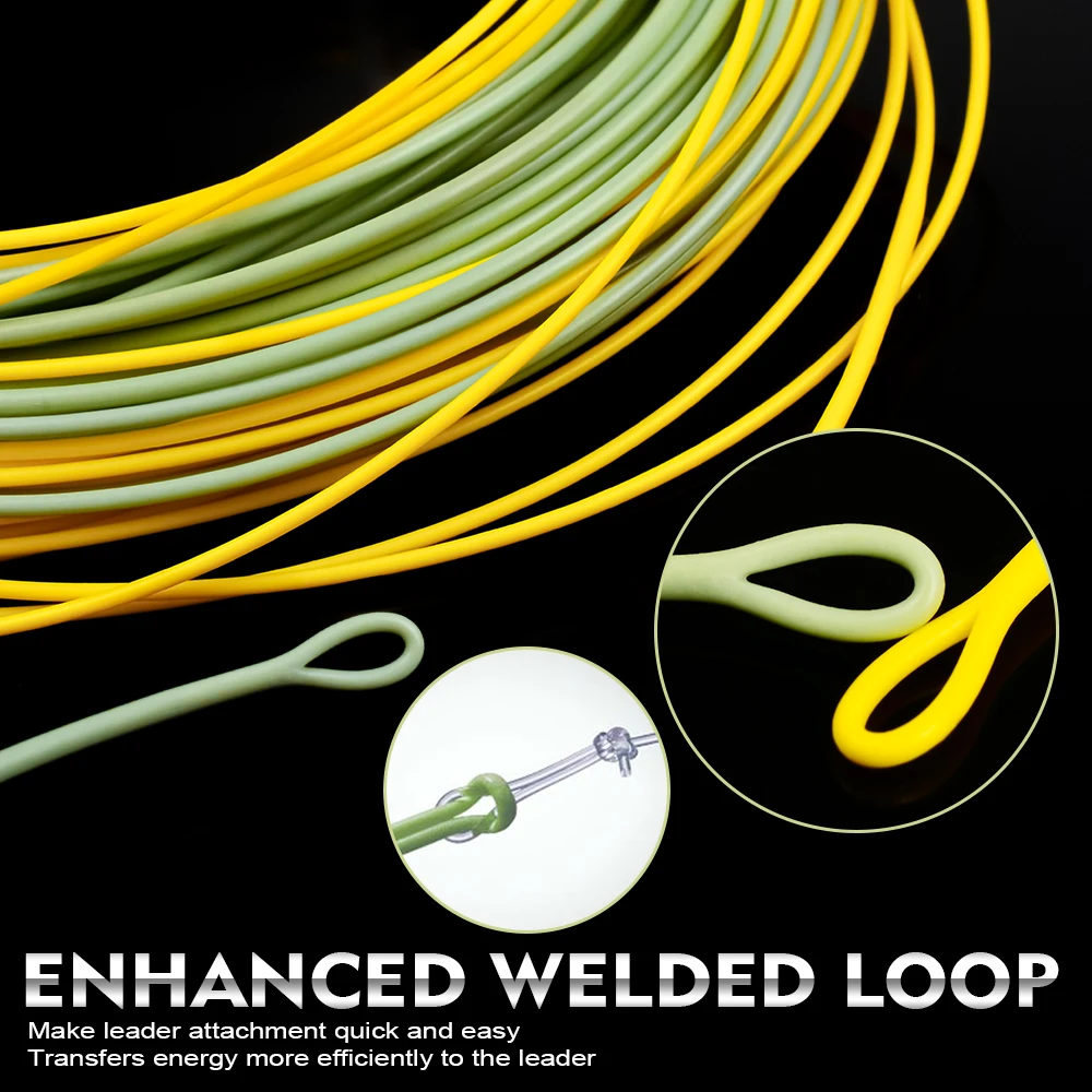 PROBEROS Fly Fishing Line Floating Weight Forward Fly Line with Double Welded Loop, Fluorescent Yellow WF2F WF3F WF4F WF5F WF6F