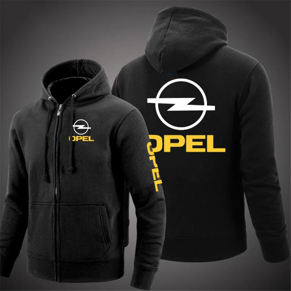 

2024 Spring aAutumn Men's Opel Logo Print Fashion Solid Color Simplicity Hooded Pullover Casual Classic High Quality Zip Hoodies