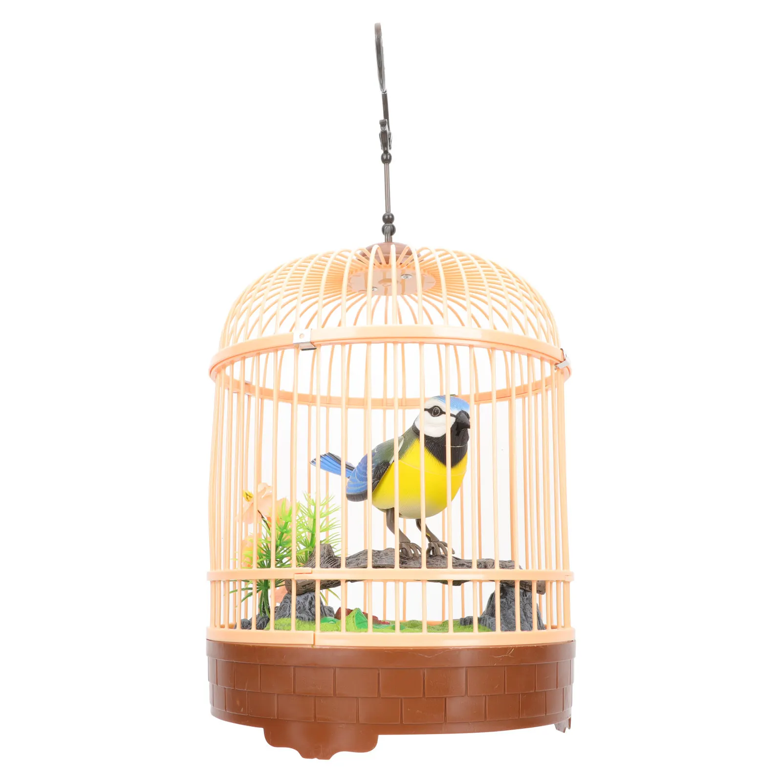Electric Acoustic Voice-Activated Singing Bird Cage Interactive Simulation Chirping Bird Swing Movement Hanging Decor