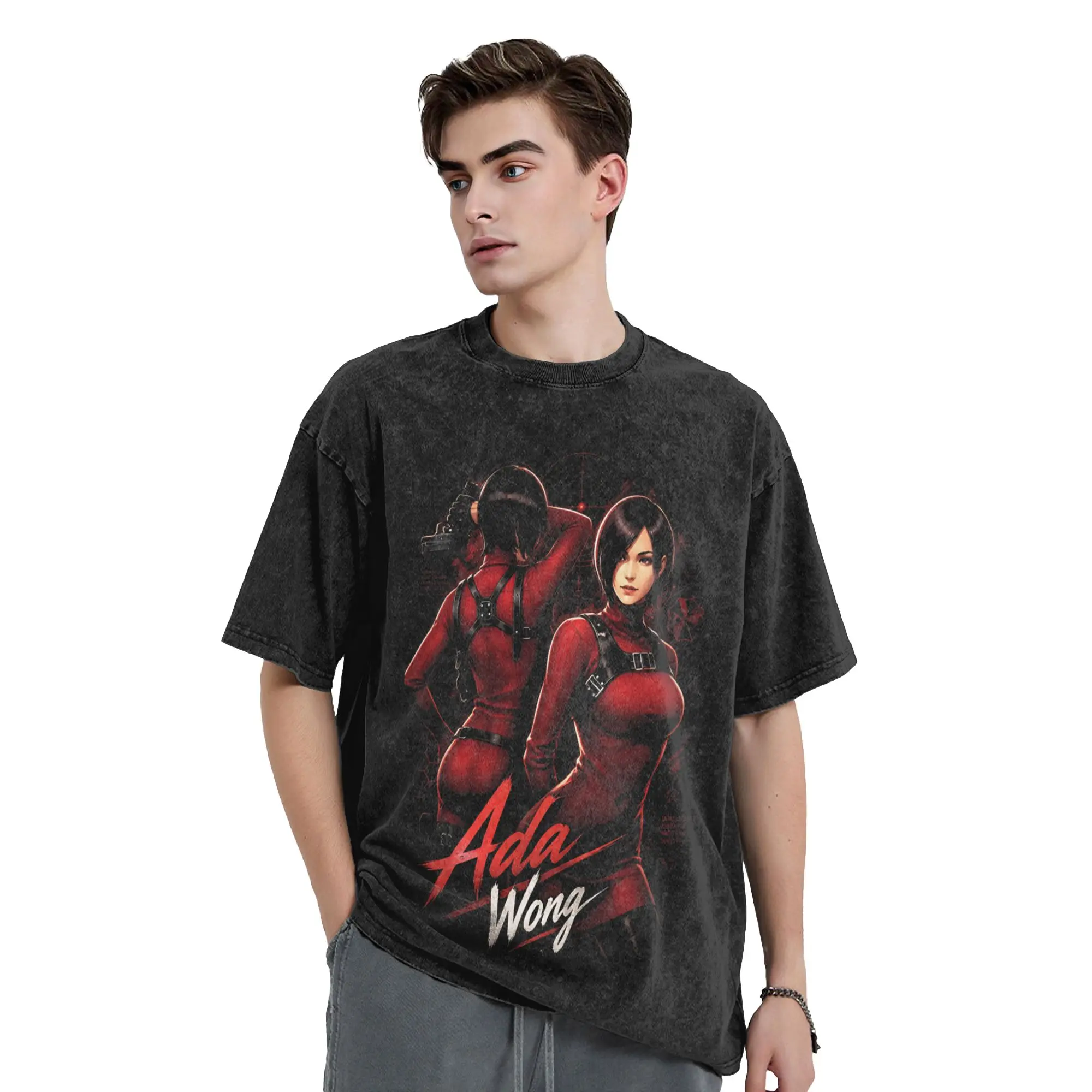 Men Women's Ada Wong Vintage Washed T Shirts 100% Cotton Clothes Fashion Short Sleeve O Neck Tees Gift Idea T-Shirts