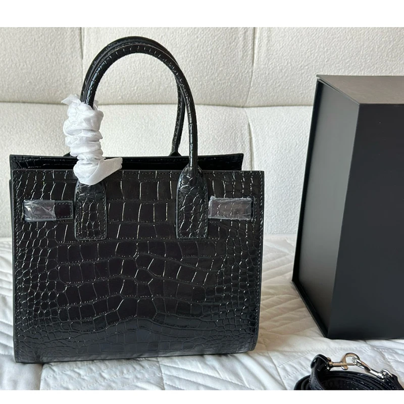 Designer Brand Women Genuine Leather Handbag High Quality Crocodile Patterned Real Leather Women Shoulder Bag Women Tote Bag