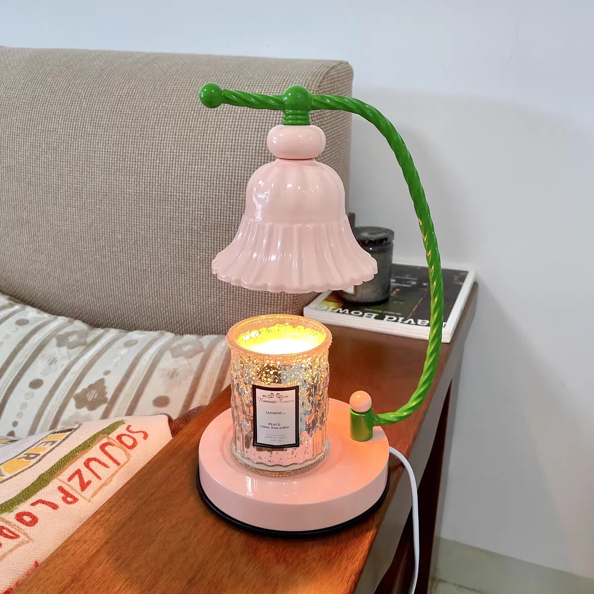 

Pink Electric Wax Melt Candle Warmer Lamp Bedside Melter Creative Table Lamps Dimmable Aromatherapy Lamp Candle Fragrance Light