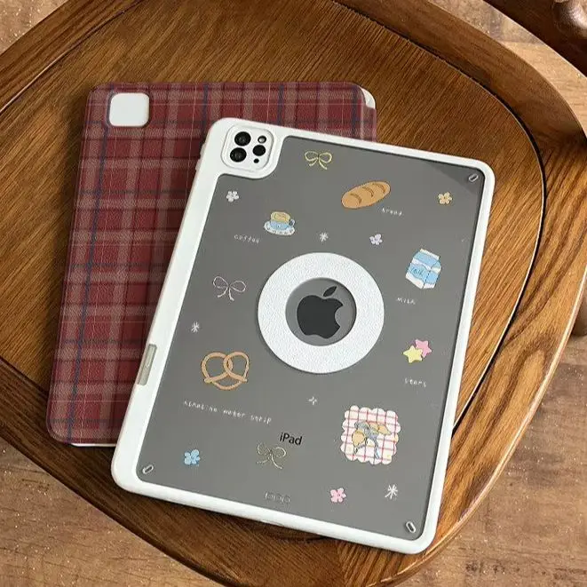 

Red Brown Checkered Heart For Magnetic Attraction iPad Pro 13 11th M5 M4 12.9 A16 10 8 7 9th 10th Air 11 M2 M3 Mini Tablet Case