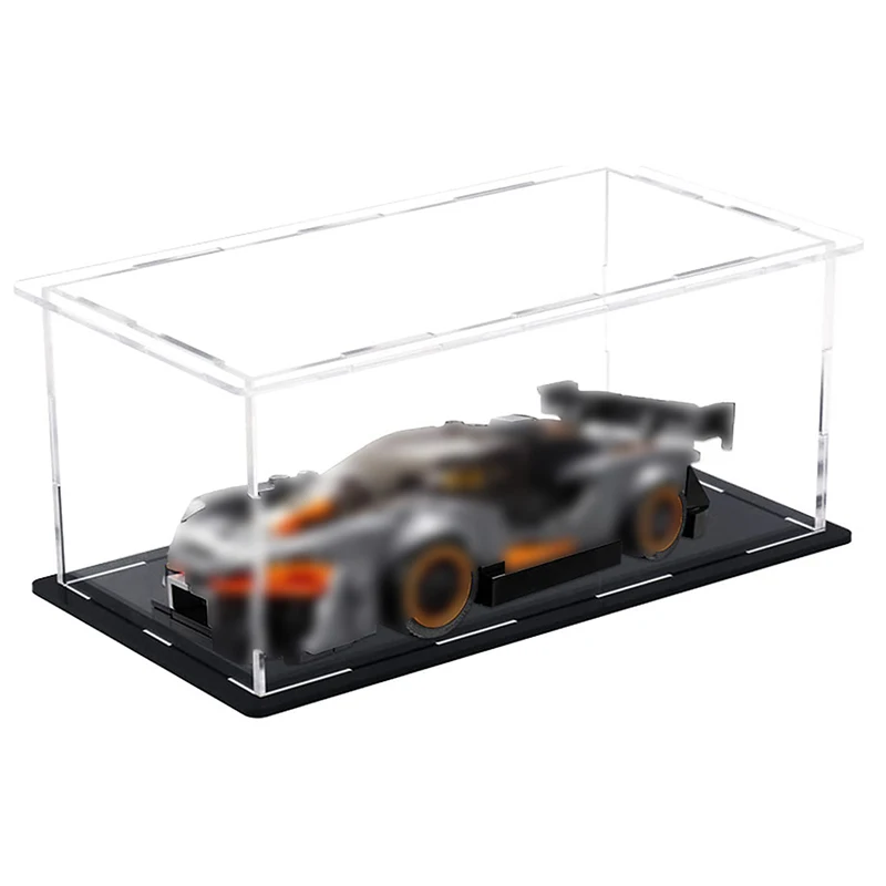 Clear Acrylic Display Case with Black Base Countertop Box Organizer Stand Dustproof Showcase for Action Figures Toy Collectibles