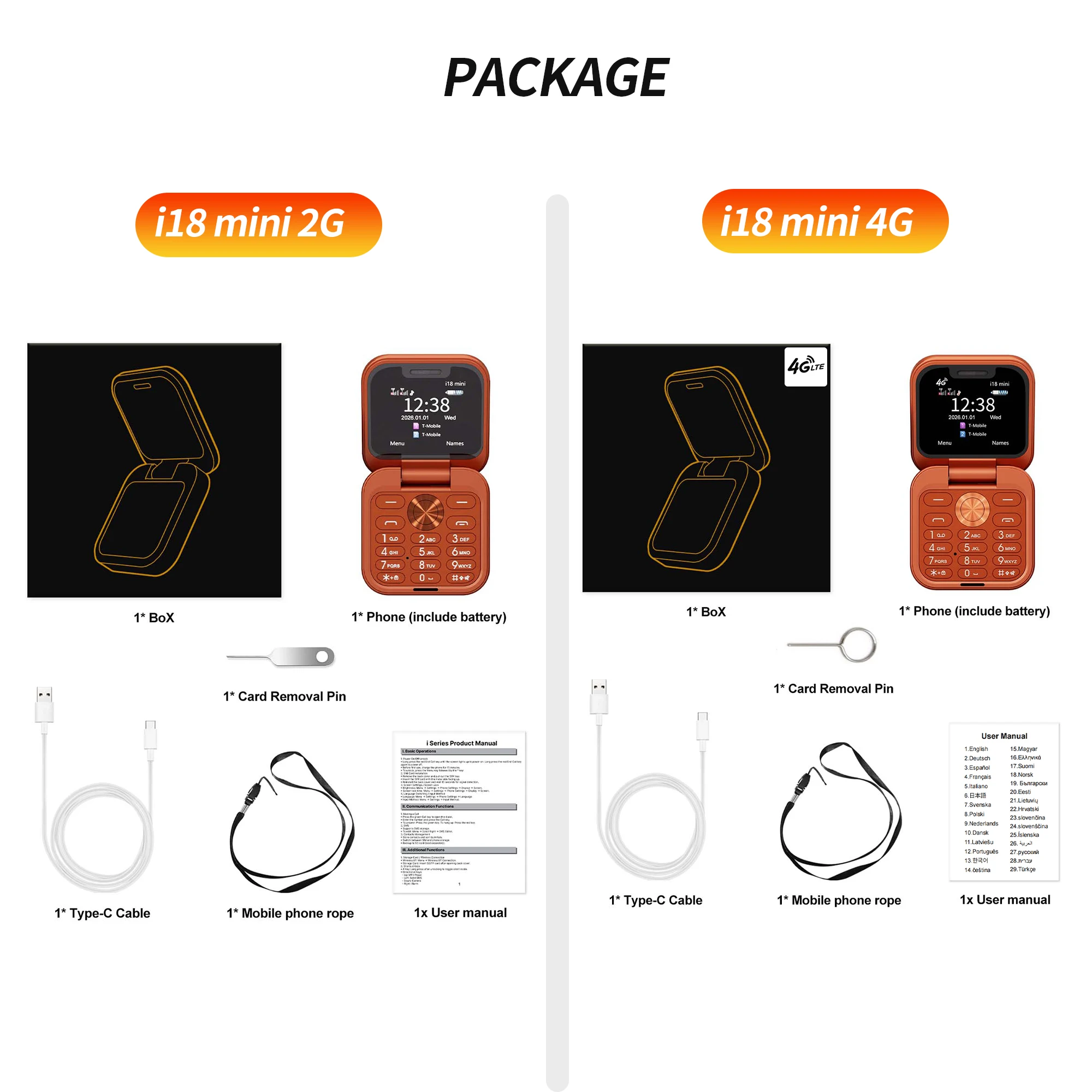 SERVO I18 mini 2G GSM/4G LTE Network Flip Mobile Phone 1.77-inch Screen Dual SIM FM Radio Flashlight Blacklist Mobile Phones