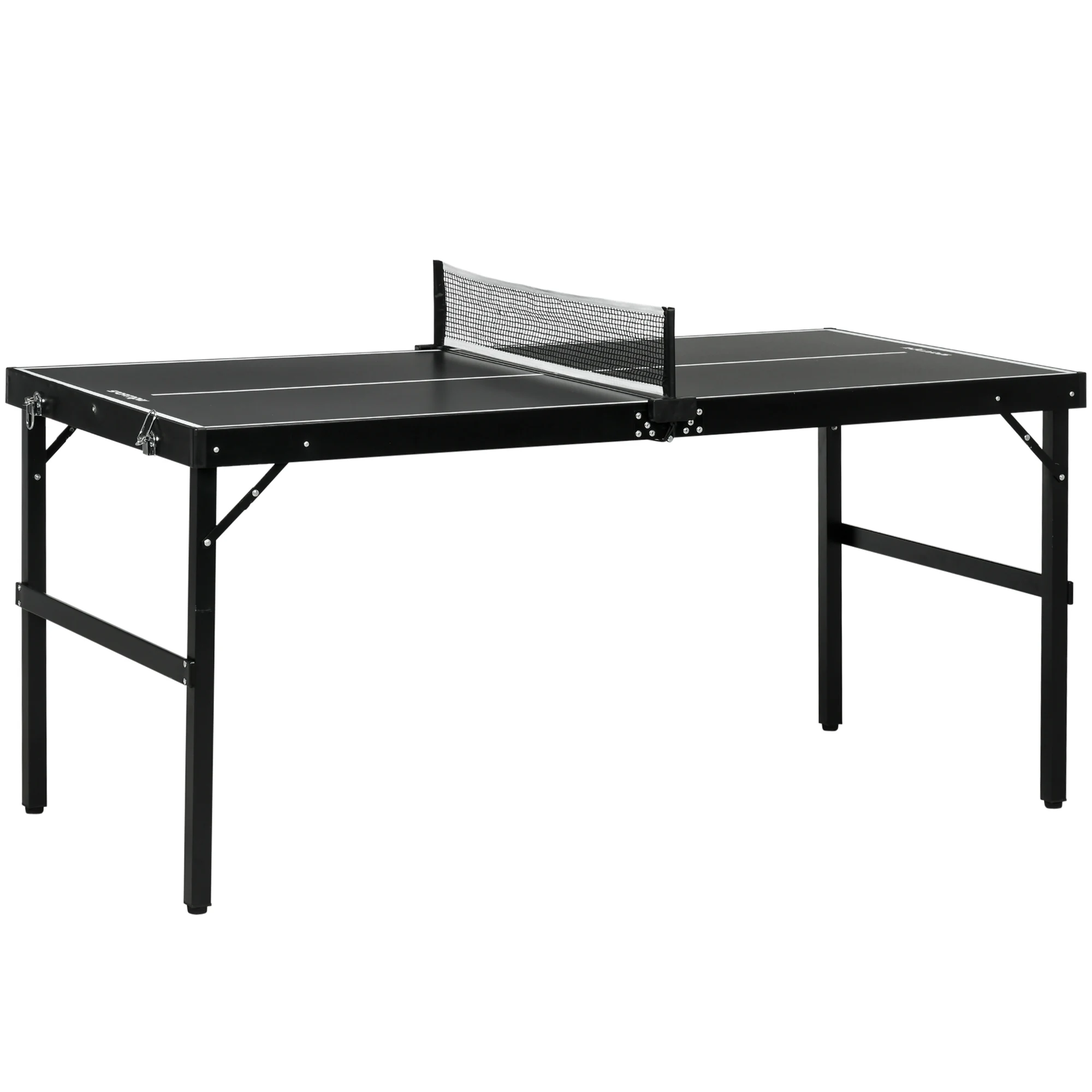 SPORTNOW Medium-sized Folding Table Pong Table with Aluminum Frame Portable Tennis Table with Net for Indoor and Outdoor Use 152x76x72 cm Black