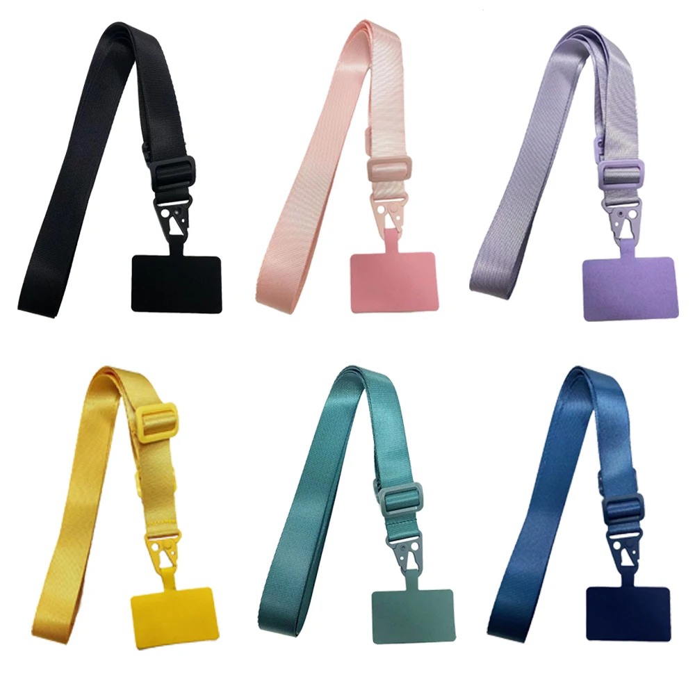 Detachable Adjustable Strap Crossbody Phone Lanyard For Mobile Phone Flat Nylon Patch Necklace Clip Snap Hanging Cord Rope