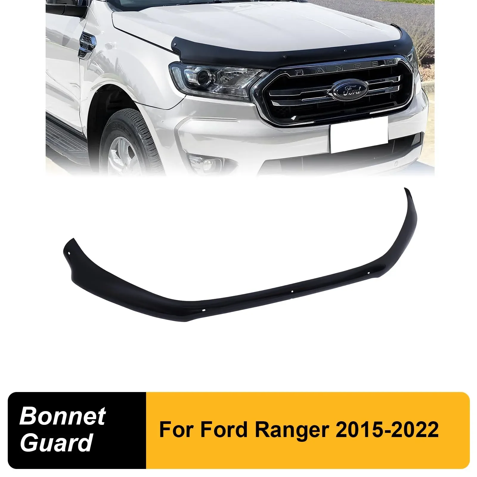 

Front Bug Shield Hood Deflector Bonnet Guard Bonnet Protector for Ford Ranger 2015-2022 Wildtrak XLT XLS XL SPORT