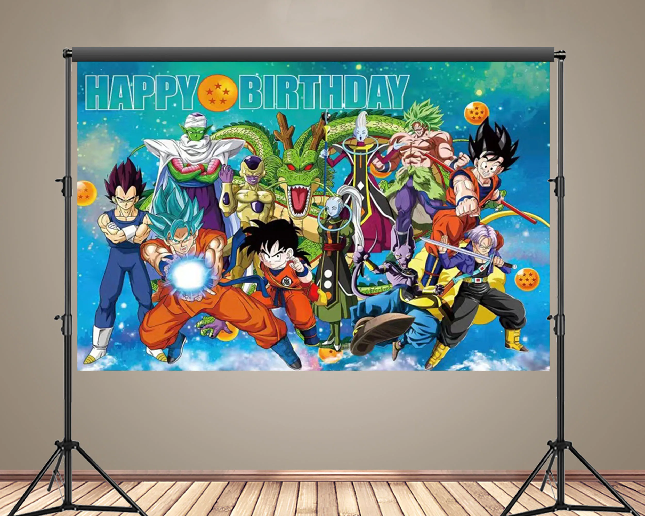 Bandai Dragon Ball Goku Fotografia Fundo, Foto Banner Props, Capa de fundo para crianças, Decoração de aniversário, Baby Shower, Meninos