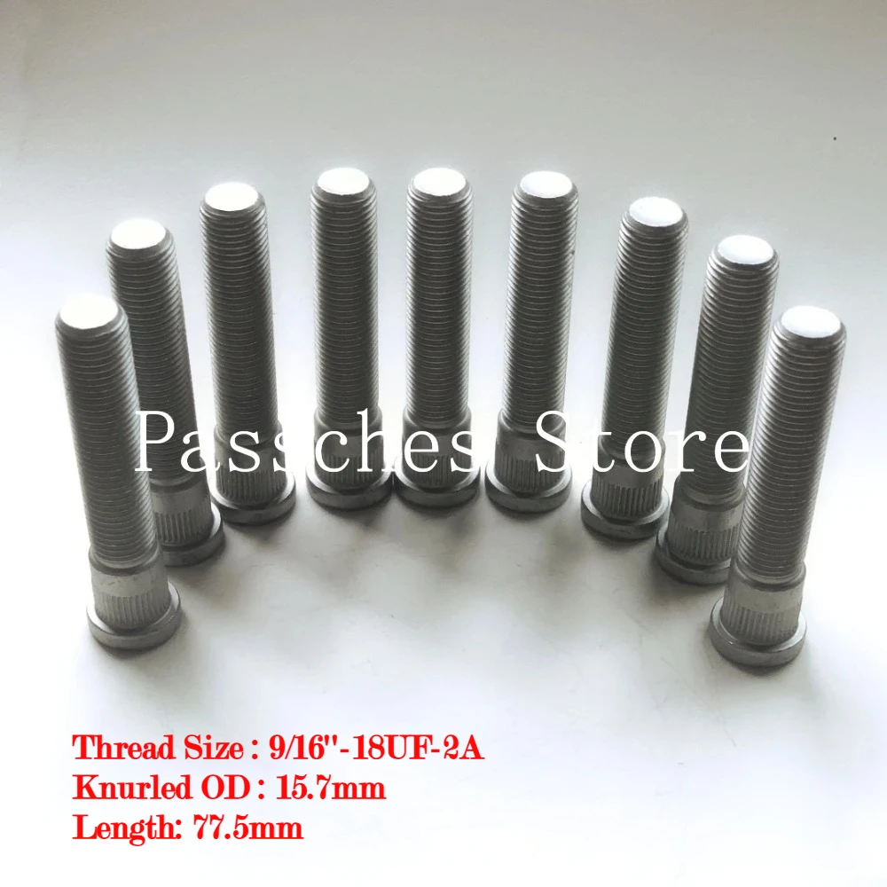 

9/16''-18 UNF Extra Long Wheel Lug Studs Hub Spline Bolts Screws For Ford Chrysler Knurled OD 15.7mm Lenght 77.5mm
