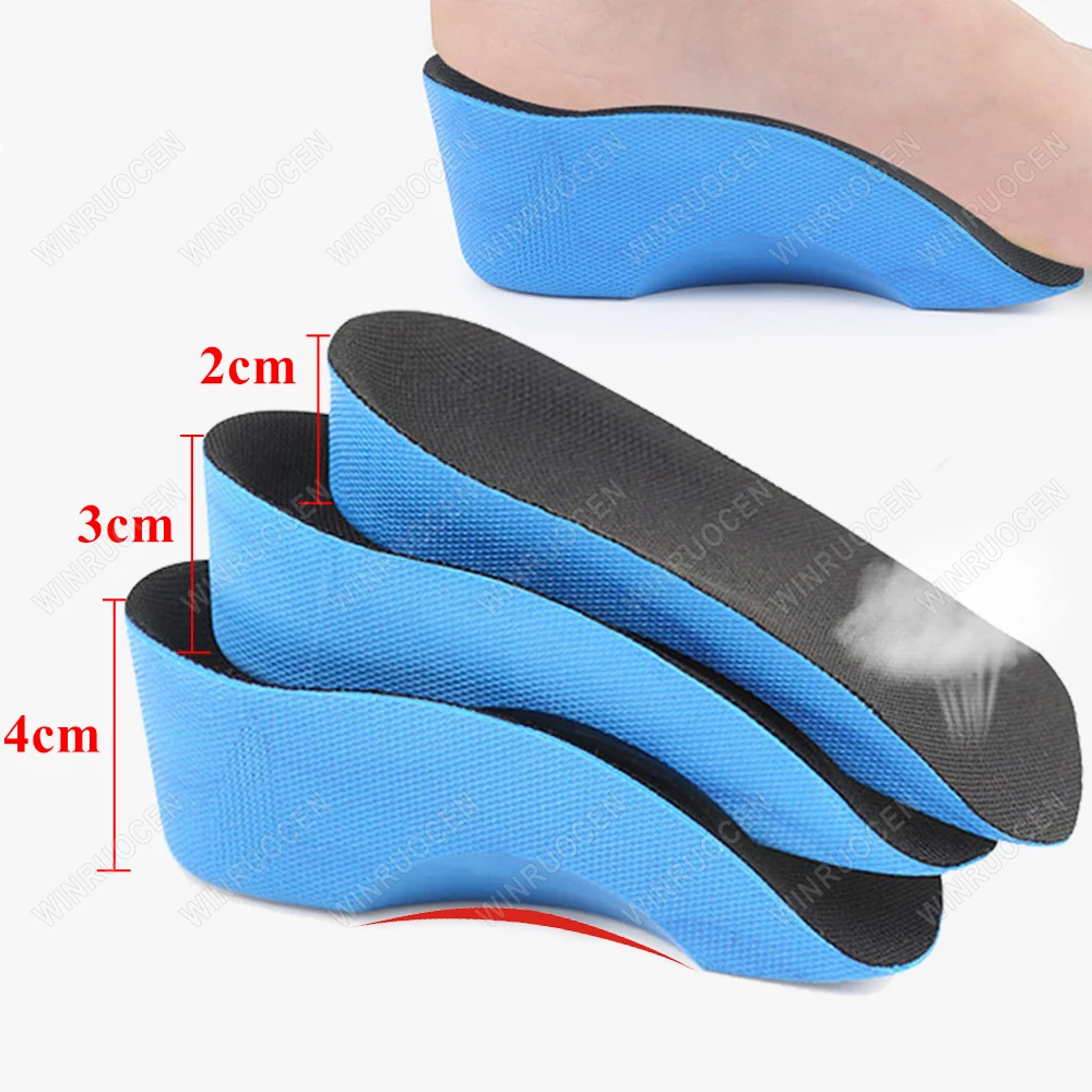 للجنسين بو الارتفاع زيادة النعال رفع امتصاص الصدمات المضادة للانزلاق كعب وسادة مريحة نصف منصات الأحذية أطول إدراج الحذاء